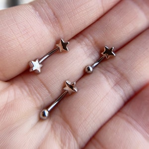 16 g sterwenkbrauw, wenkbrauwring, sterhalter, torenhalter, torenoorbellen, wenkbrauw gebogen barbell sieraden, kraakbeenoorbel. Beste cadeau