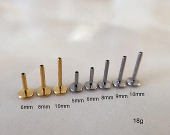 Titanium Internally Threaded Labret Post - Barbell Replacement, Thread Size 0.9mm, 16g/18g