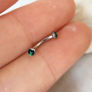 16g Pedra verde para sobrancelha, Anel de sobrancelha, Barra de torre, Brincos de torre, Joia de barra curva para sobrancelha, Brinco de cartilagem, Piercing de lábio, Melhor presente