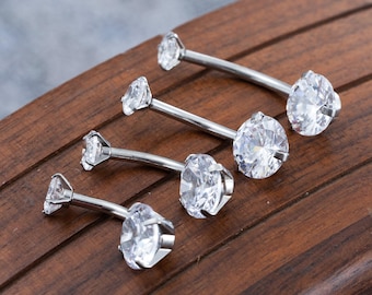 CZ Belly Ring,14 Gauge Navel Piercing,