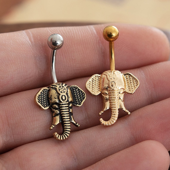 Elephant Belly Ring Navel Piercing RingBelly Button Ring Etsy