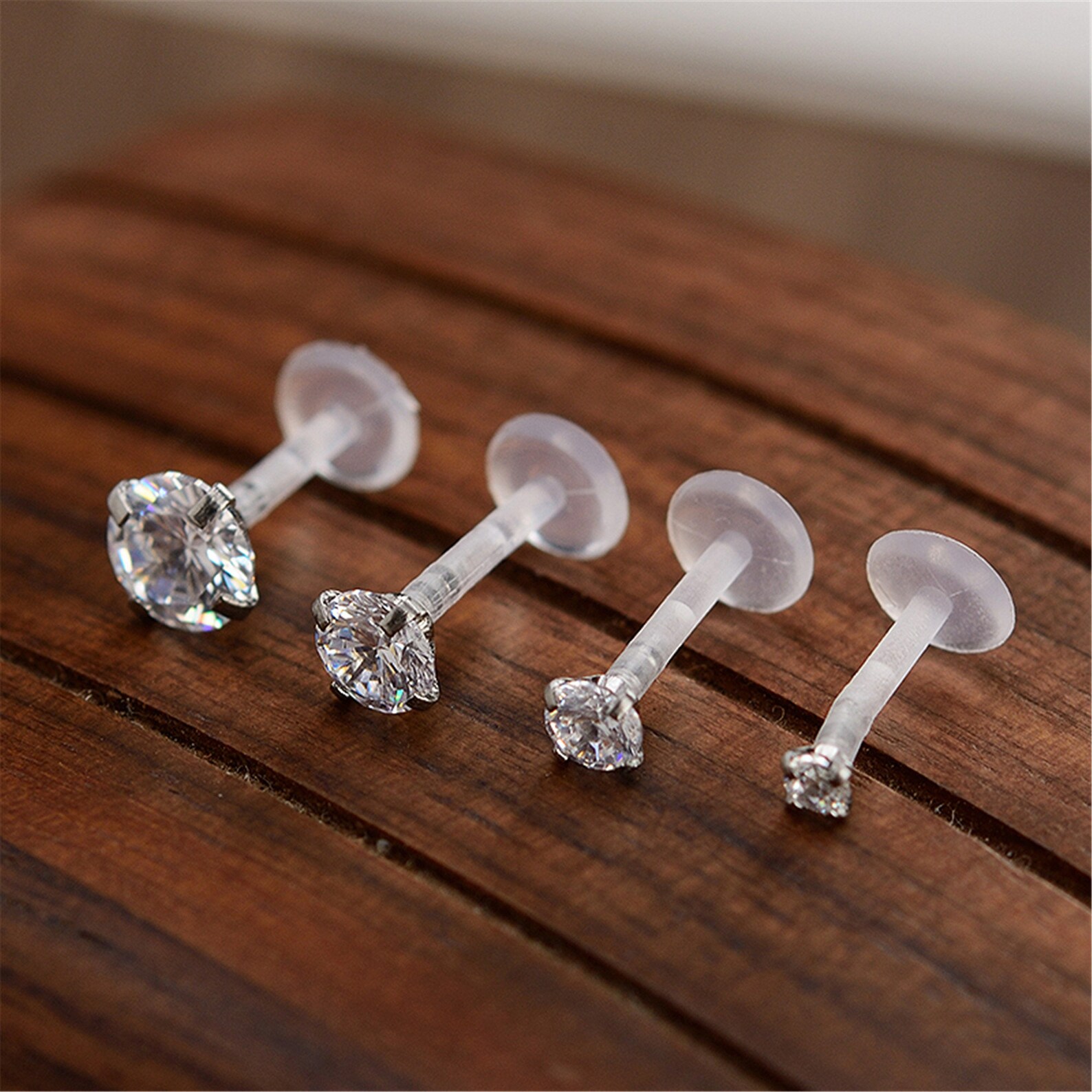 Clear CZ Triple Forward Helix Bioflex Bioplast Earring Cartilage Tragus ...