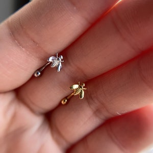 Piercing para ceja con forma de abeja de 16 g, piercing para ceja, piercing para labio, piercing para labio, piercing para cartílago.