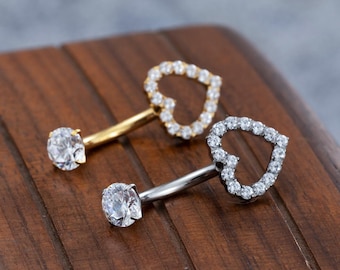 14g Titanium Heart Navel Ring,Belly Piercing, Body Jewelry