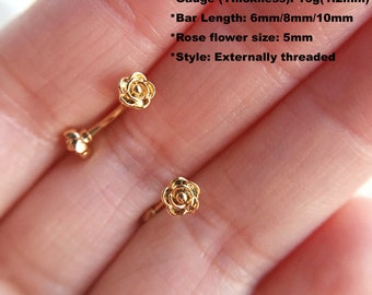 16g 6mm/8mm/10mm Rose eyebrow,Eyebrow ring,rook barbell,rook earrings, Eyebrow Curved Barbell Jewelry, flower cartilage earring,Best Gift