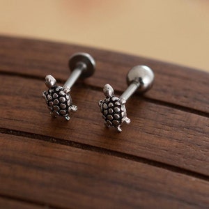 Tiny tortoise earrings,Cartilage Earring 16g Helix Earring Helix Piercing Cartilage stud Cartilage Piercing,Labret piercing