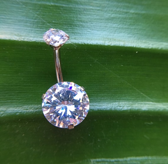 Piercing Ombelico In Acciaio Chirurgico Con CZ - 14G, Lunghezze 6-14mm, Per Donna E Uomo - Foto 7