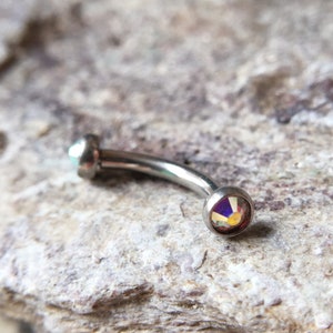 AB Color eyebrow,Eyebrow ring, rook barbell, body piercing jewelry,rook earrings, Eyebrow Curved Barbell Jewelry - cartilage earring 16g