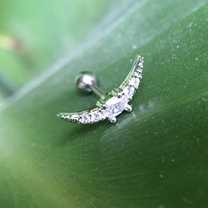 Moon Cartilage Earring,CZ earrings,Cartilage Earring Helix Earring Helix Piercing Cartilage stud Cartilage Piercing