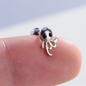 octopus earrings,Cartilage Earring, 16g, Helix Earring,Helix Piercing,Cartilage stud,Cartilage Piercing, Lobe,tragus
