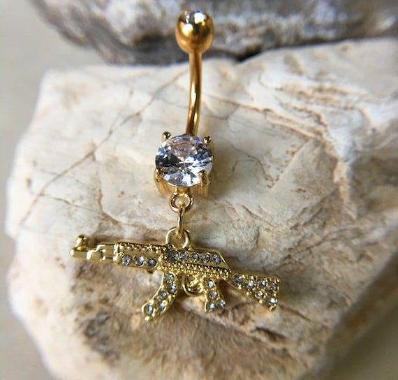 AK47 Gun Belly Ring Belly Ring Belly Button Ring Body Jewelry Belly Ring Best Gift for Her Belly Ring Etsy UK