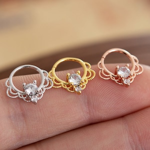 20g CZ daith ring,daith piercing, rook,cartilage,Septum Jewelry, Septum earring,  Septum,Hoop