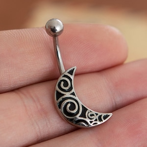 Moon Belly Ring, Navel Piercing Ring,Belly Button Ring, Body Jewelry, Belly Ring, Best Gift For You