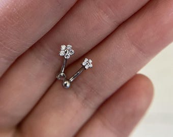 G23 Titanium Flower Curved Barbell, 16g 18g Rook Eyebrow Piercing