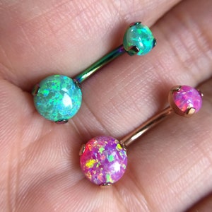 G23 Titanium opal Belly Ring, Belly Button Ring, Body Jewelry, Belly Ring, Best Gift For Her, Gem  belly ring