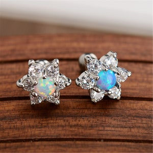 Opal earrings,CZ earrings,Cartilage Earring 16g Helix Earring Helix Piercing Cartilage stud Cartilage Piercing