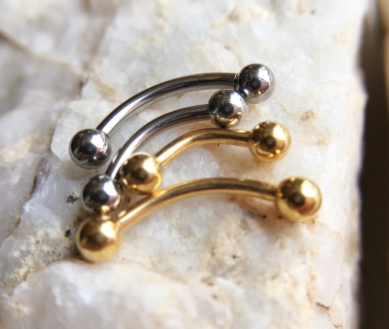16G/14g Surgical Steel Belly Button Ring,Navel Piercing Ring,Two Ball Belly Ring,Belly Ring.Eyebrow Piercing. Small Belly ring.lip Ring,gift image 4