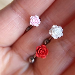 16g  Rose flower eyebrow,Eyebrow ring,rook barbell,rook earrings, Eyebrow Curved Barbell Jewelry, flower cartilage earring,Best Gift