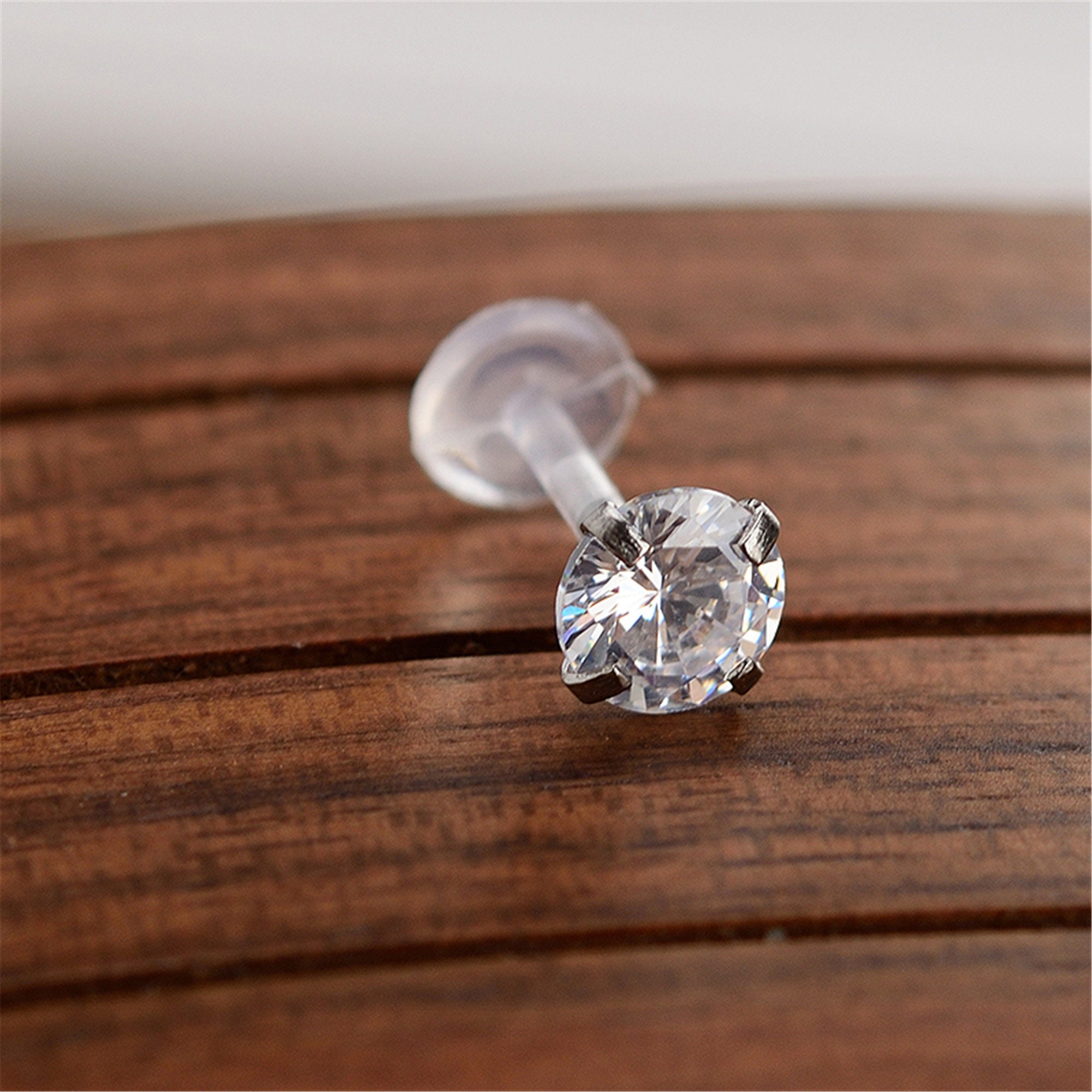 Clear CZ Triple Forward Helix Bioflex Bioplast Earring Cartilage Tragus ...