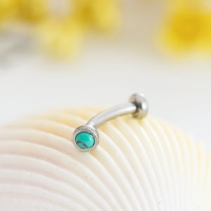 Ceja turquesa, anillo de cejas, barra de torre, joyería perforadora del cuerpo, pendientes de torre, joyería de barra curvada para cejas - pendiente de cartílago 16g