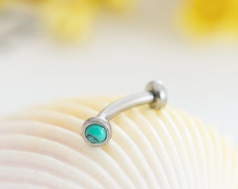 Turquoise eyebrow,Eyebrow ring, rook barbell, body piercing jewelry,rook earrings, Eyebrow Curved Barbell Jewelry - cartilage earring 16g
