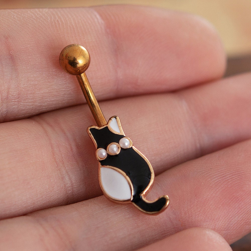 Cat belly button piercing sale