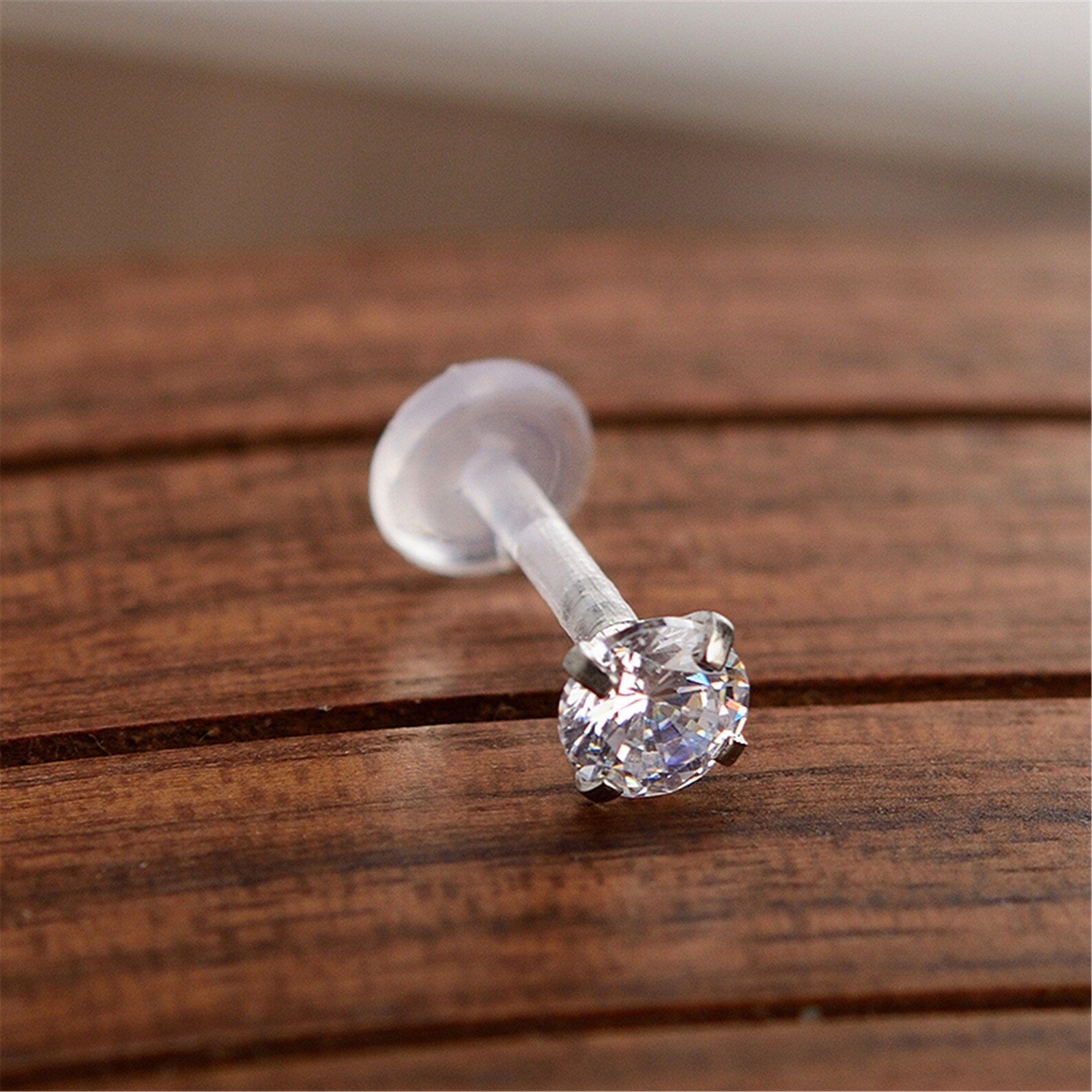 Clear CZ Triple Forward Helix Bioflex Bioplast Earring Cartilage Tragus ...