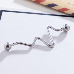 industrial barbell,Wave industrial barbell,Industrial jewelry piercing,ear piercing, friendship earrings