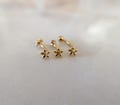G23 Titanium Tiny flower Curved Barbell, Rook Eyebrow Piercing Jewelry,(16g/18g)