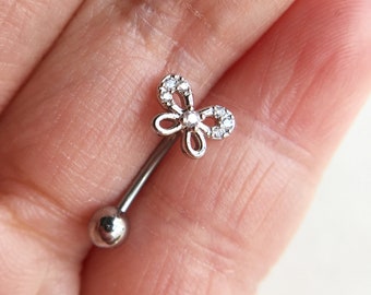 16g 10mm Lovely Bow eyebrow,Eyebrow ring,rook barbell, body piercing jewelry,rook earrings, Curved Barbell Jewelry - cartilage earring