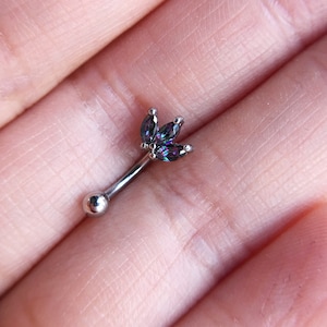 16g Zircone colorato per sopracciglia, anello per sopracciglia, bilanciere a forma di torre, orecchini a forma di torre, orecchino per cartilagine con bilanciere curvo per sopracciglia, regalo ideale per lei