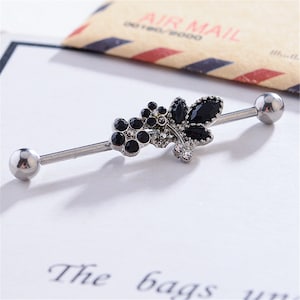 industrial barbell,flower industrial barbell,Industrial jewelry piercing,ear piercing, friendship earrings