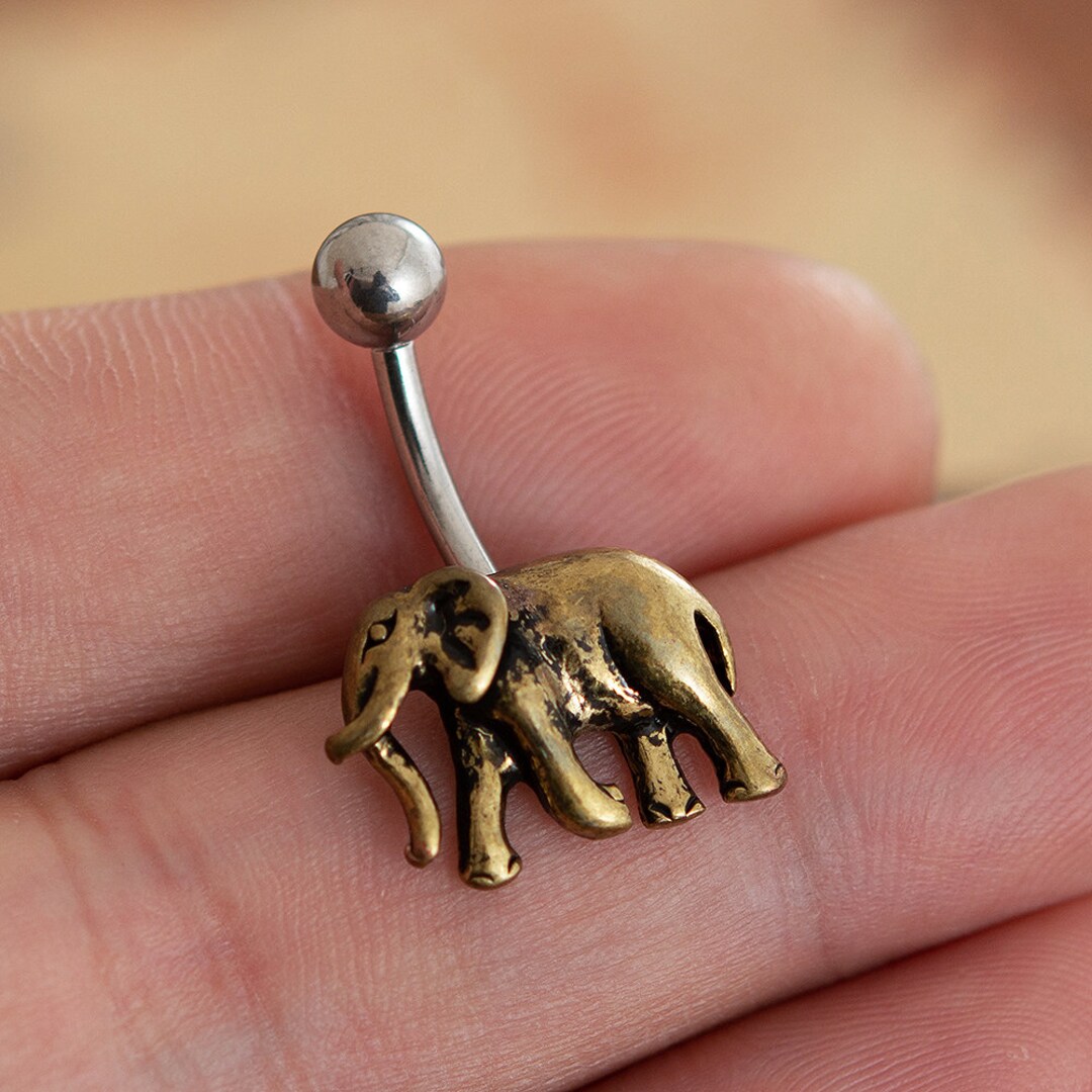 Bronze Elephant Belly Ring Belly Button Ring Body Jewelry Etsy