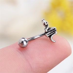 Snake eyebrow,Eyebrow ring, rook barbell, body piercing jewelry,rook earrings, Eyebrow Curved Barbell Jewelry - cartilage earring 16g