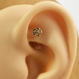 16g 6 mm / 8 mm / 10 mm Rose Augenbraue, Augenbraue Ring, Turm Barbell, Turm Ohrringe, Augenbraue gebogen Barbell Schmuck, Blume Knorpel Ohrring, beste Geschenk