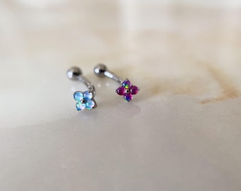 Piercing para ceja con forma de flor pequeña, 18 g/16 g, para cartílago, regalo