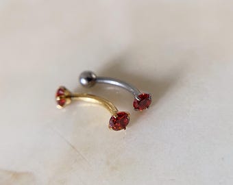 Titanium Curved Barbell, CZ Zircon Eyebrow, Rook Piercing,16g/18g