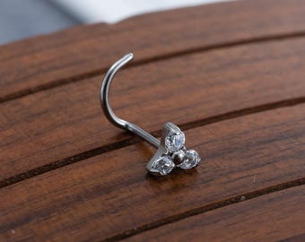 G23 Titanium Flower Nose Ring, 20g  Nose Stud