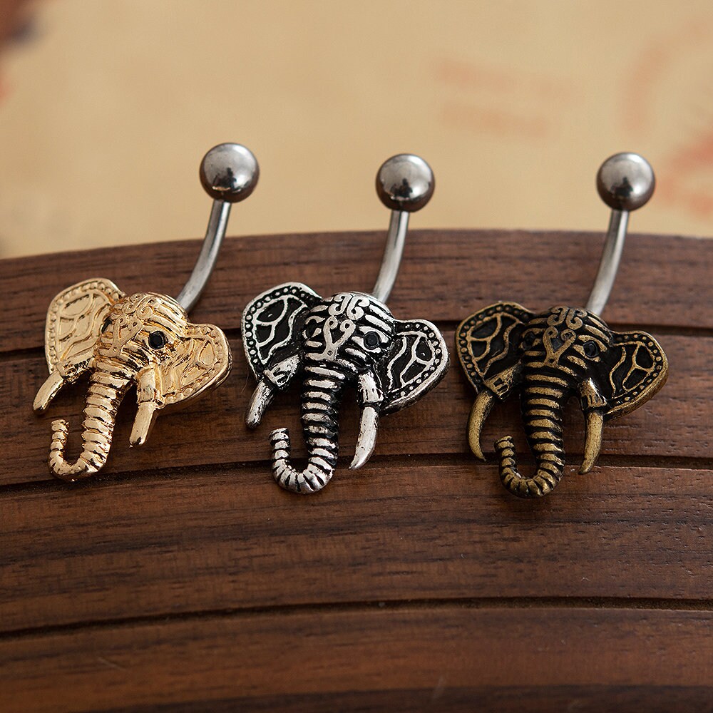 Elephant Belly Ring Navel Piercing Ringbelly Button Ring Etsy
