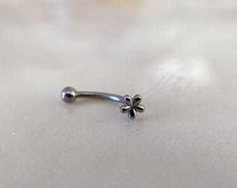G23 Titanium Tiny flower Curved Barbell, Rook Eyebrow Piercing Jewelry,(16g/18g)
