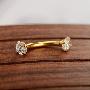 6mm,8mm,10mm,Eyebrow ring, rook barbell, body piercing jewelry,rook earrings, Eyebrow Curved Barbell Jewelry - cartilage earring 16g