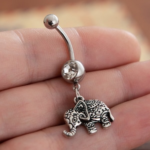 Elephant Belly Ring, Belly Button Ring, Body Jewelry, Belly Ring, Best Gift For Her, elephant belly ring