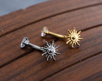 16g Sun Curved Barbell,Eyebrow ring, rook earrings,cartilage earring