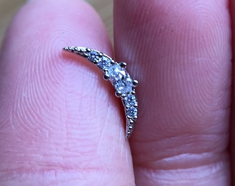 Moon Cartilage Earring,CZ earrings,Cartilage Earring Helix Earring Helix Piercing Cartilage stud Cartilage Piercing