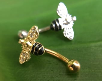 16g Small Bee belly ring, Belly Ring, Belly Button Ring, Body Jewelry, Belly Ring, Best Gift For Her, belly ring