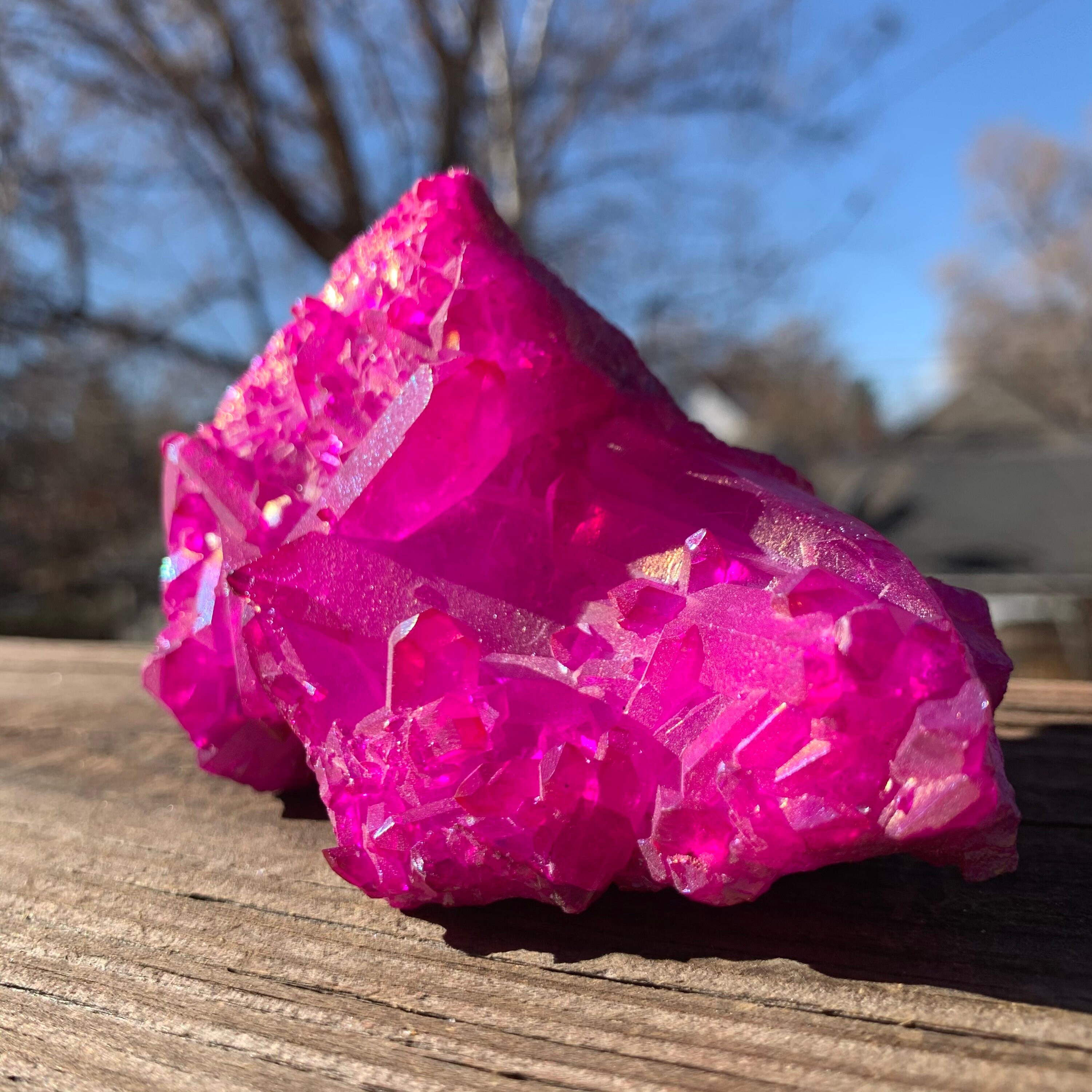 IMPERFECT Raspberry Aura Quartz Crystal Cluster 236g Etsy