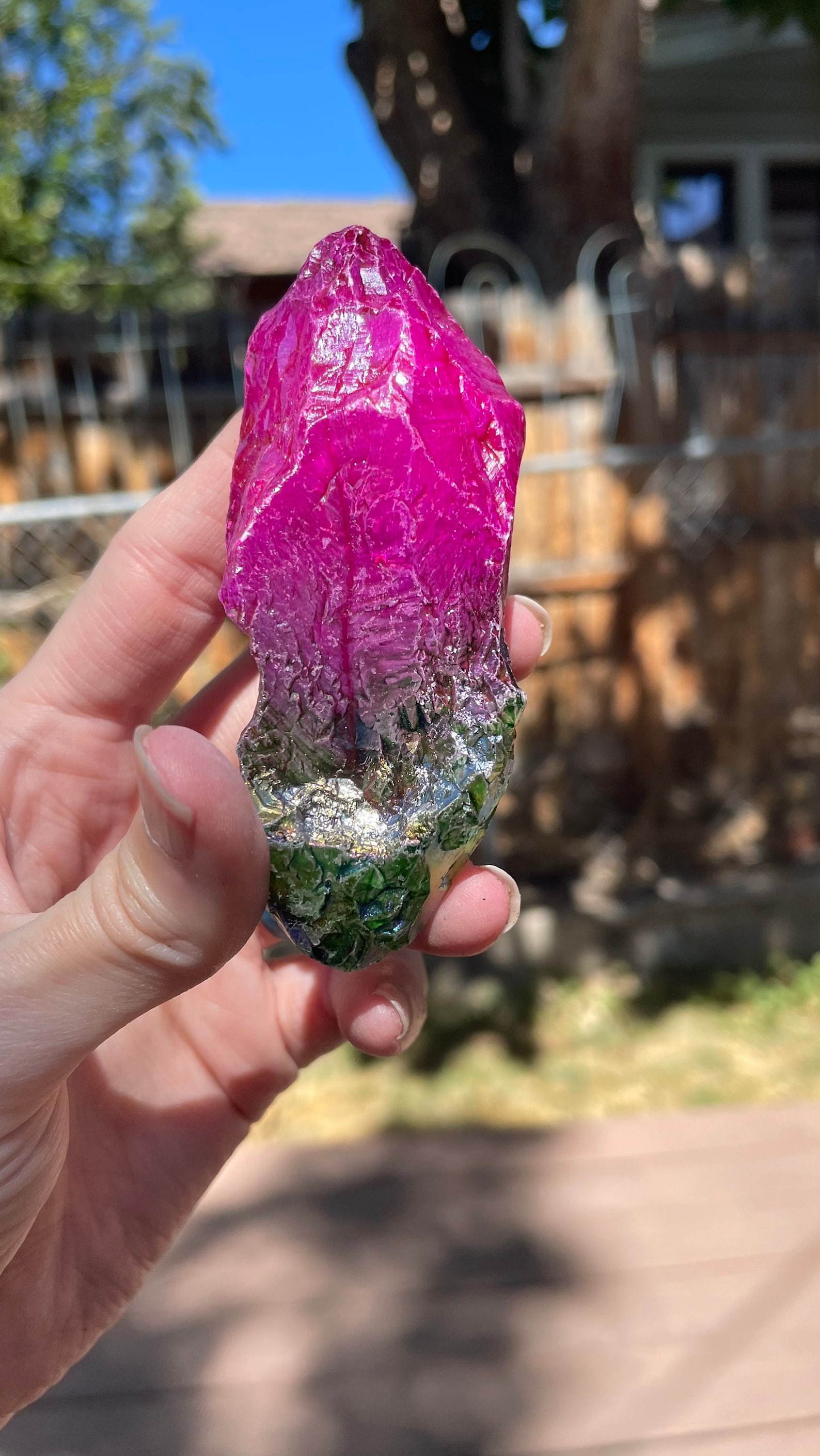 Giant Watermelon Ombré Aura Quartz Crystal Point Etsy Australia