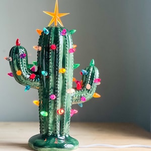 Vintage Inspired Light-up Ceramic Cactus