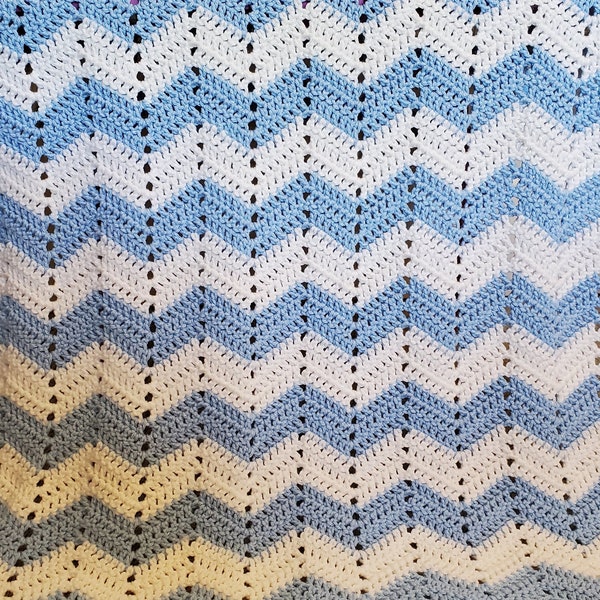 Blue and White Chevron Baby Blanket **DIGITAL DOWNLOAD ONLY**