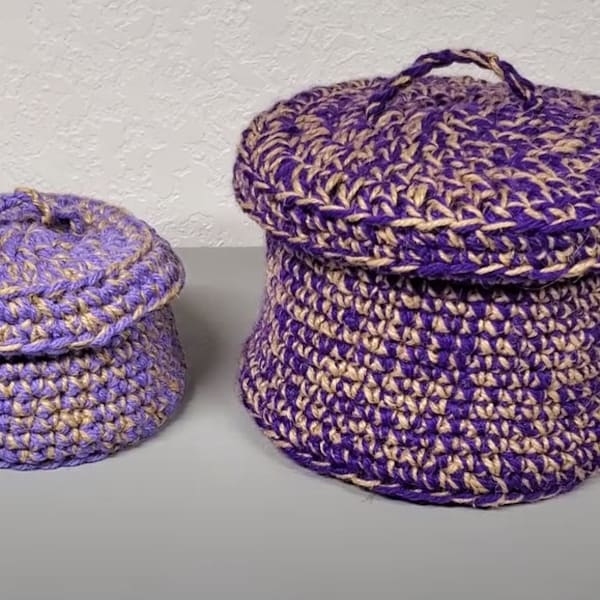 Easy Crochet Jute Basket With A Lid   ***DIGITAL DOWNLOAD ONLY***